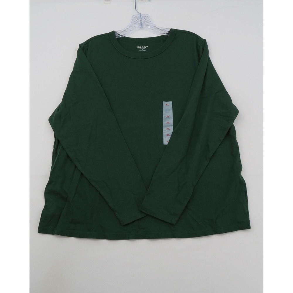 Old Navy Everywear womens XL Forest Green Long Sleeve Crew Neck Cotton Tee Shirt